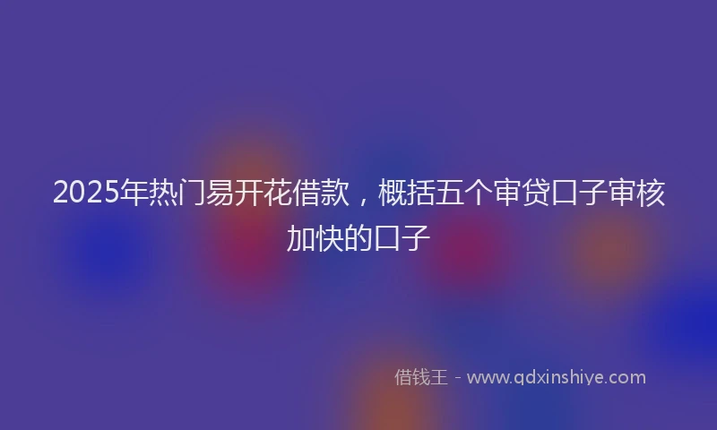 2025年热门易开花借款，概括五个审贷口子审核加快的口子