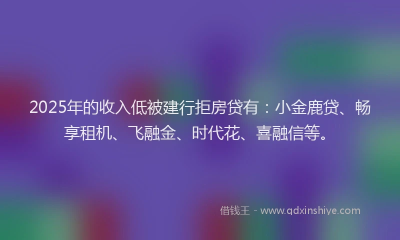 2025年的收入低被建行拒房贷有：小金鹿贷、畅享租机、飞融金、时代花、喜融信等。