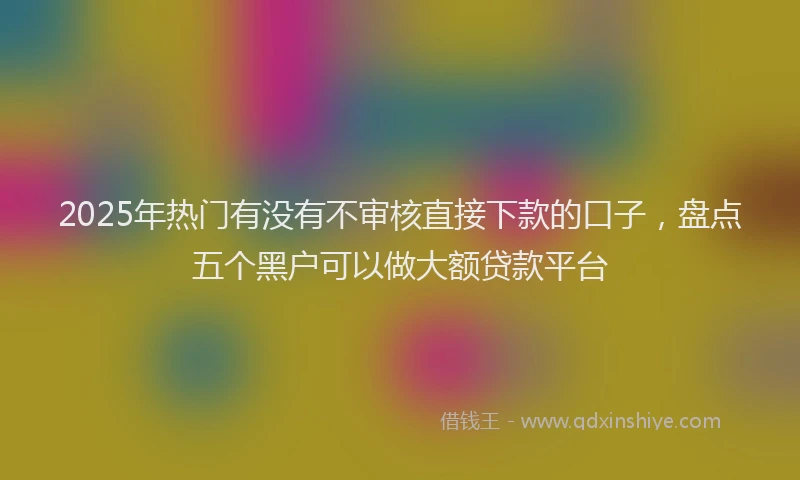2025年热门有没有不审核直接下款的口子，盘点五个黑户可以做大额贷款平台