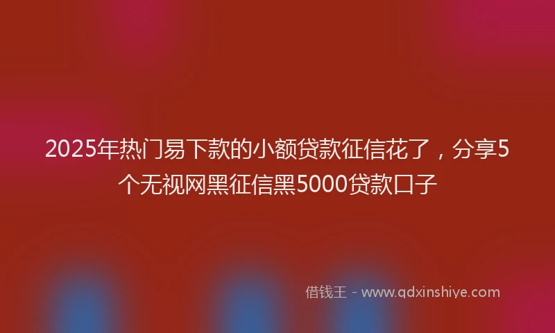 2025年热门易下款的小额贷款征信花了，分享5个无视网黑征信黑5000贷款口子