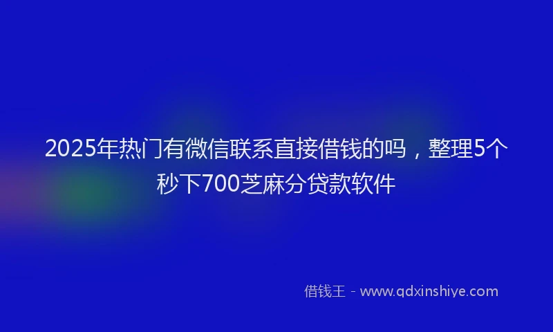 2025年热门有微信联系直接借钱的吗，整理5个秒下700芝麻分贷款软件