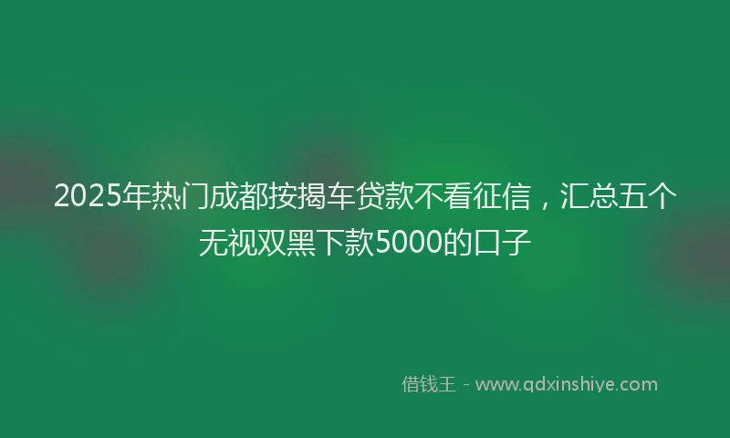 2025年热门成都按揭车贷款不看征信，汇总五个无视双黑下款5000的口子