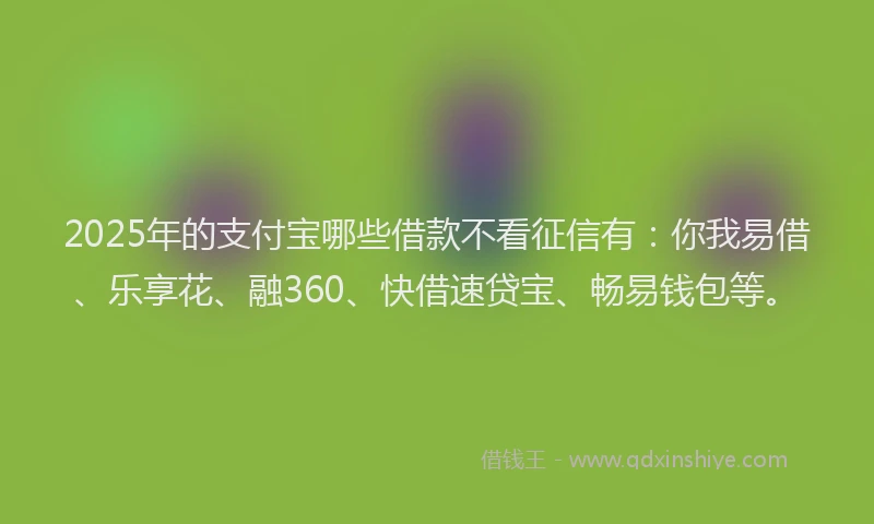 2025年的支付宝哪些借款不看征信有：你我易借、乐享花、融360、快借速贷宝、畅易钱包等。
