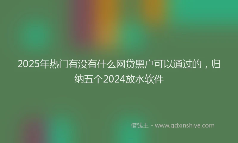 2025年热门有没有什么网贷黑户可以通过的，归纳五个2024放水软件