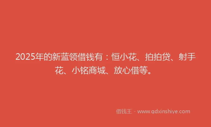 2025年的新蓝领借钱有：恒小花、拍拍贷、射手花、小铭商城、放心借等。