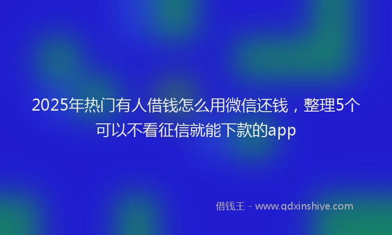 2025年热门有人借钱怎么用微信还钱，整理5个可以不看征信就能下款的app