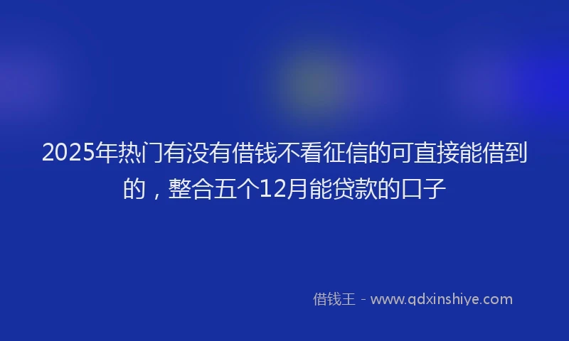 2025年热门有没有借钱不看征信的可直接能借到的，整合五个12月能贷款的口子