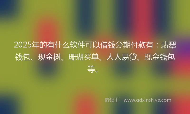 2025年的有什么软件可以借钱分期付款有：翡翠钱包、现金树、珊瑚买单、人人易贷、现金钱包等。