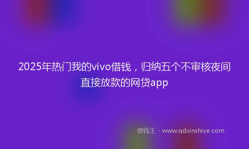 2025年热门我的vivo借钱，归纳五个不审核夜间直接放款的网贷app