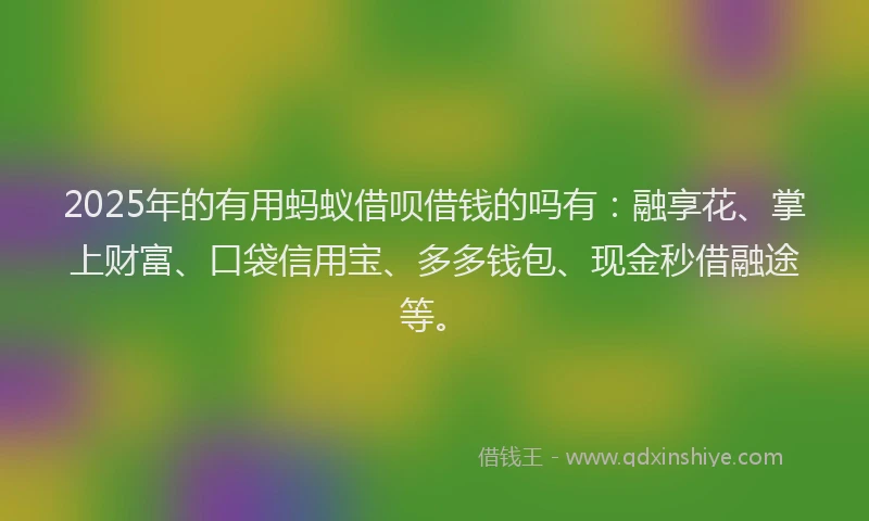 2025年的有用蚂蚁借呗借钱的吗有：融享花、掌上财富、口袋信用宝、多多钱包、现金秒借融途等。