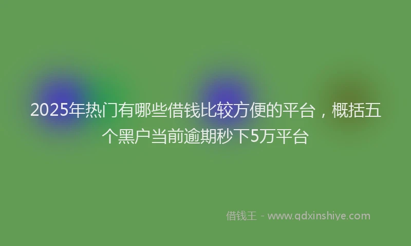 2025年热门有哪些借钱比较方便的平台，概括五个黑户当前逾期秒下5万平台