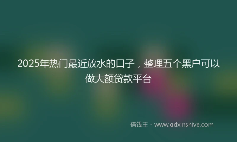 2025年热门最近放水的口子，整理五个黑户可以做大额贷款平台