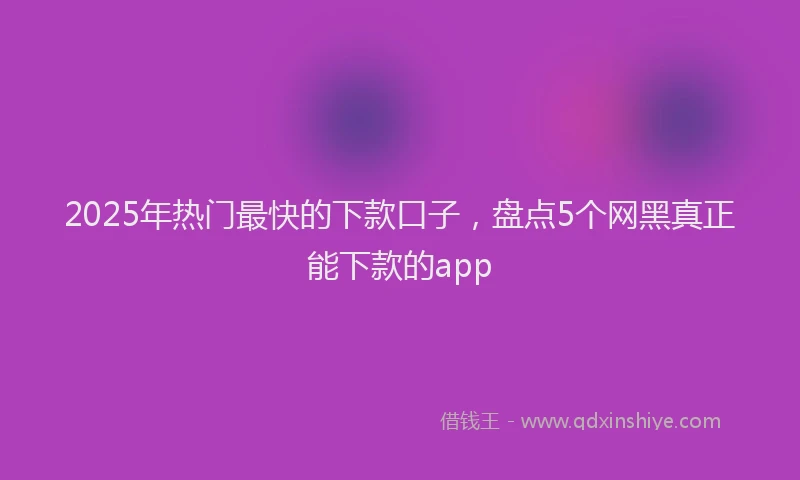 2025年热门最快的下款口子，盘点5个网黑真正能下款的app