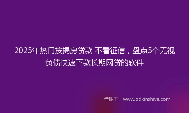 2025年热门按揭房贷款 不看征信，盘点5个无视负债快速下款长期网贷的软件