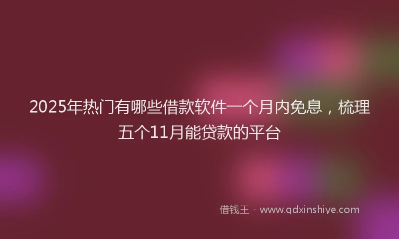 2025年热门有哪些借款软件一个月内免息，梳理五个11月能贷款的平台