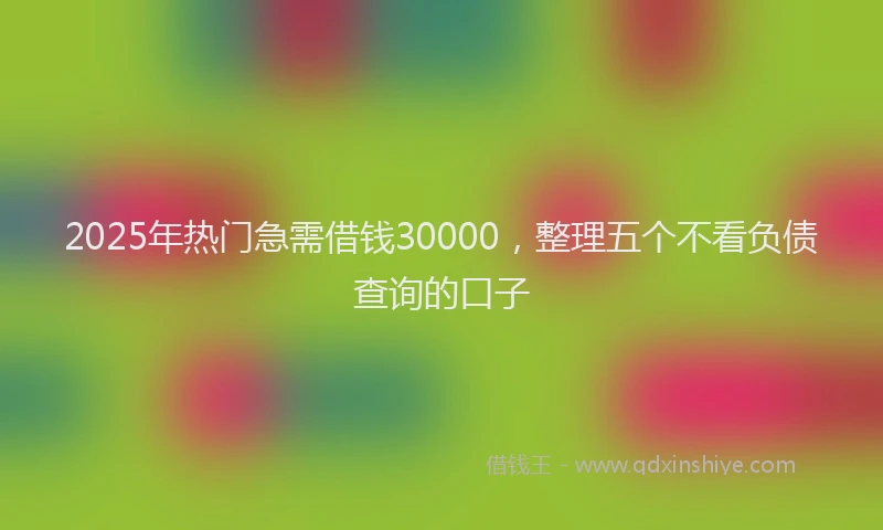2025年热门急需借钱30000，整理五个不看负债查询的口子