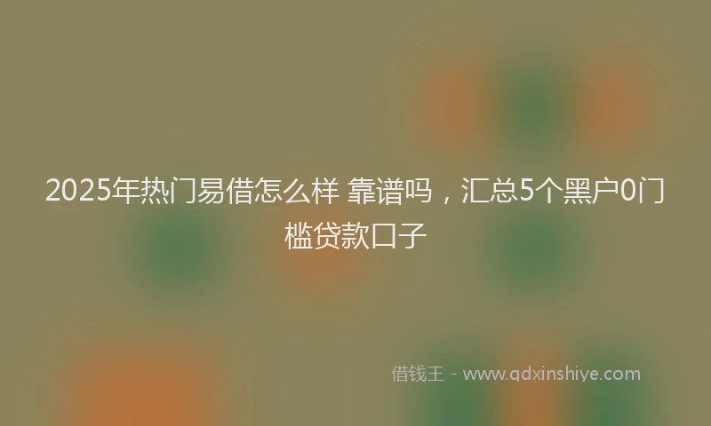 2025年热门易借怎么样 靠谱吗，汇总5个黑户0门槛贷款口子