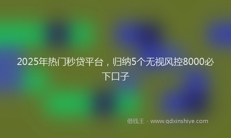 2025年热门秒贷平台，归纳5个无视风控8000必下口子