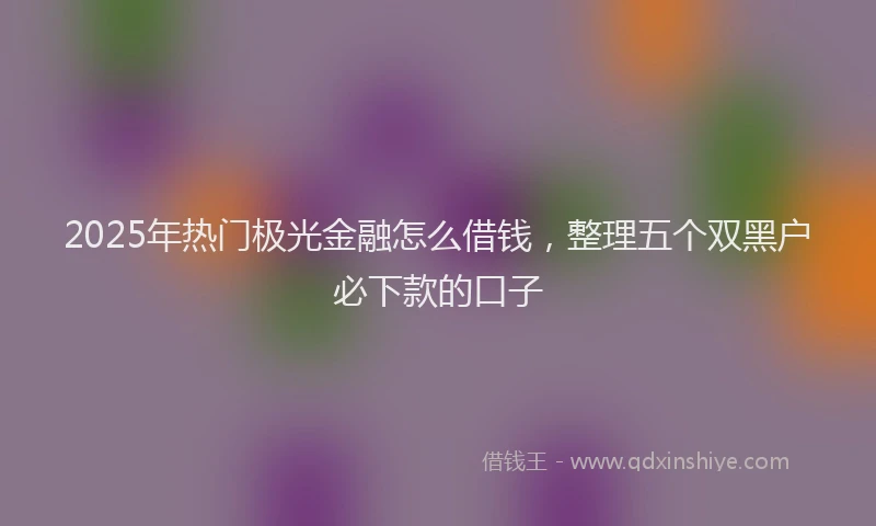 2025年热门极光金融怎么借钱，整理五个双黑户必下款的口子