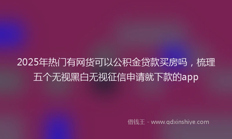 2025年热门有网货可以公积金贷款买房吗，梳理五个无视黑白无视征信申请就下款的app