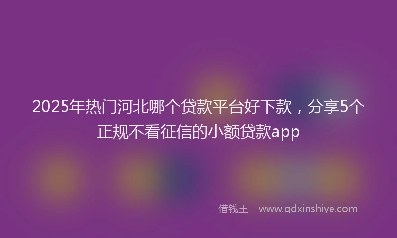 2025年热门河北哪个贷款平台好下款，分享5个正规不看征信的小额贷款app