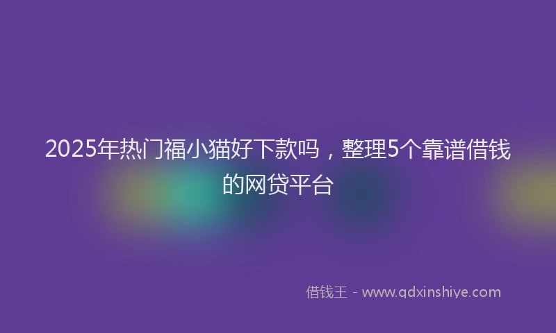 2025年热门福小猫好下款吗，整理5个靠谱借钱的网贷平台