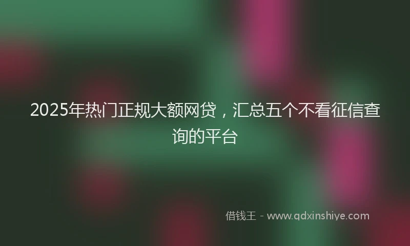 2025年热门正规大额网贷，汇总五个不看征信查询的平台