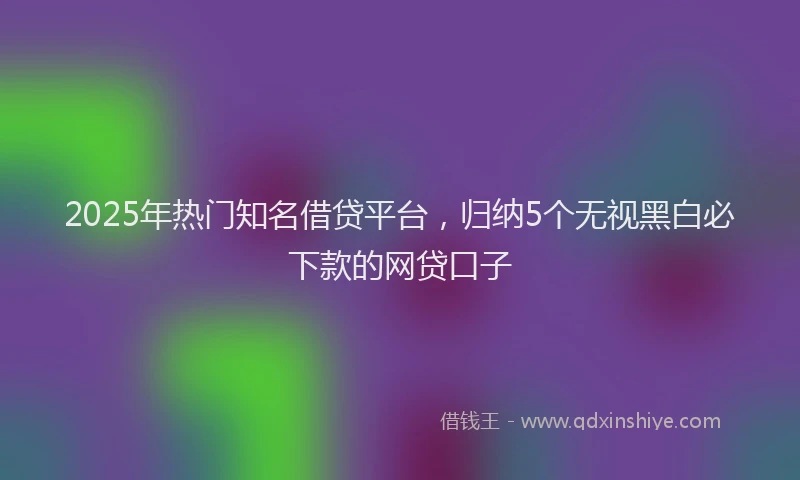 2025年热门知名借贷平台，归纳5个无视黑白必下款的网贷口子