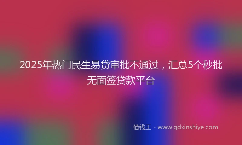 2025年热门民生易贷审批不通过，汇总5个秒批无面签贷款平台