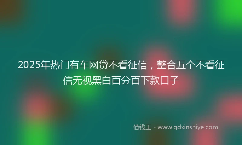 2025年热门有车网贷不看征信，整合五个不看征信无视黑白百分百下款口子