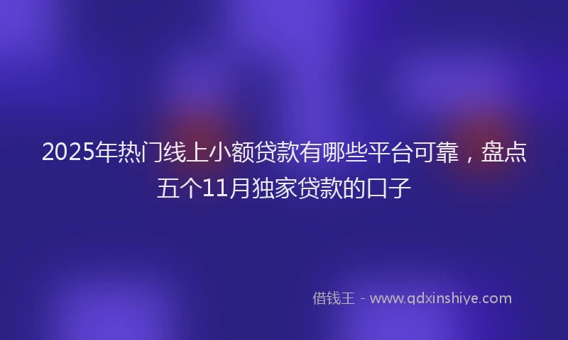 2025年热门线上小额贷款有哪些平台可靠，盘点五个11月独家贷款的口子