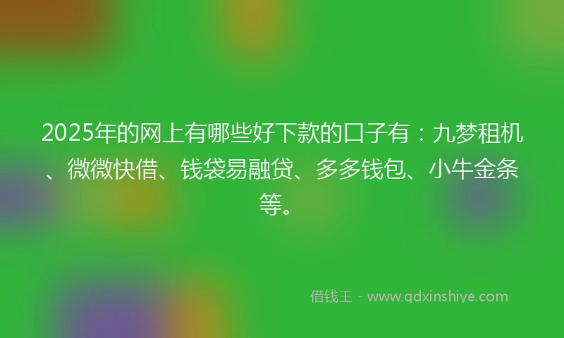 2025年的网上有哪些好下款的口子有：九梦租机、微微快借、钱袋易融贷、多多钱包、小牛金条等。