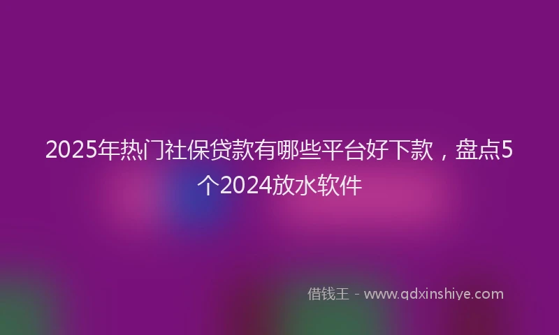 2025年热门社保贷款有哪些平台好下款，盘点5个2024放水软件