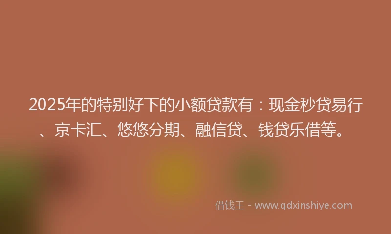 2025年的特别好下的小额贷款有：现金秒贷易行、京卡汇、悠悠分期、融信贷、钱贷乐借等。