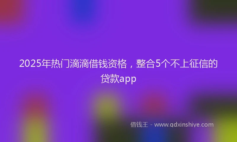 2025年热门滴滴借钱资格，整合5个不上征信的贷款app