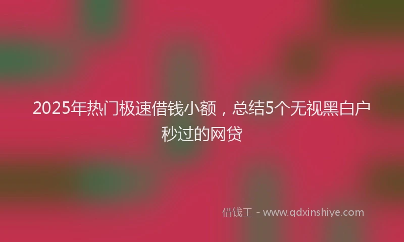 2025年热门极速借钱小额，总结5个无视黑白户秒过的网贷