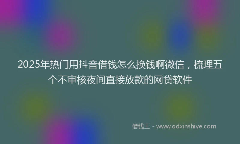 2025年热门用抖音借钱怎么换钱啊微信，梳理五个不审核夜间直接放款的网贷软件