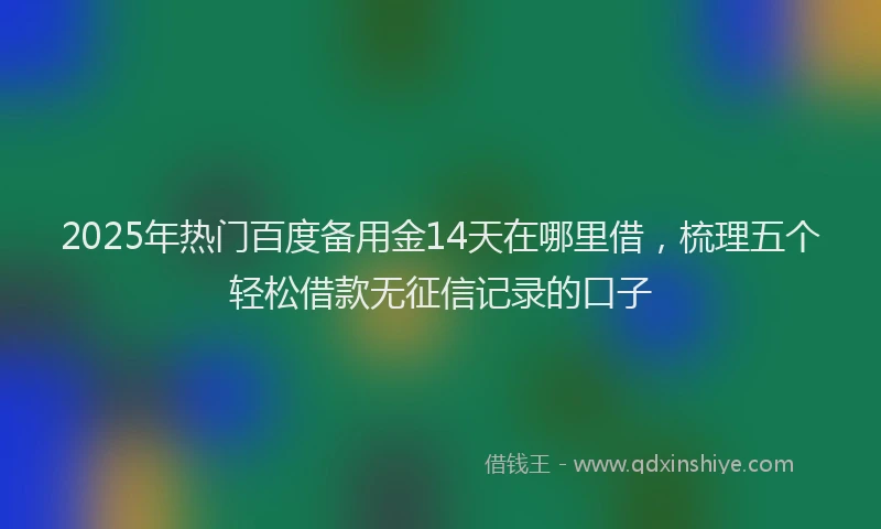 2025年热门百度备用金14天在哪里借，梳理五个轻松借款无征信记录的口子