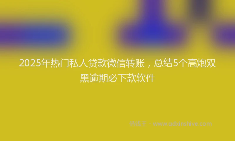 2025年热门私人贷款微信转账，总结5个高炮双黑逾期必下款软件