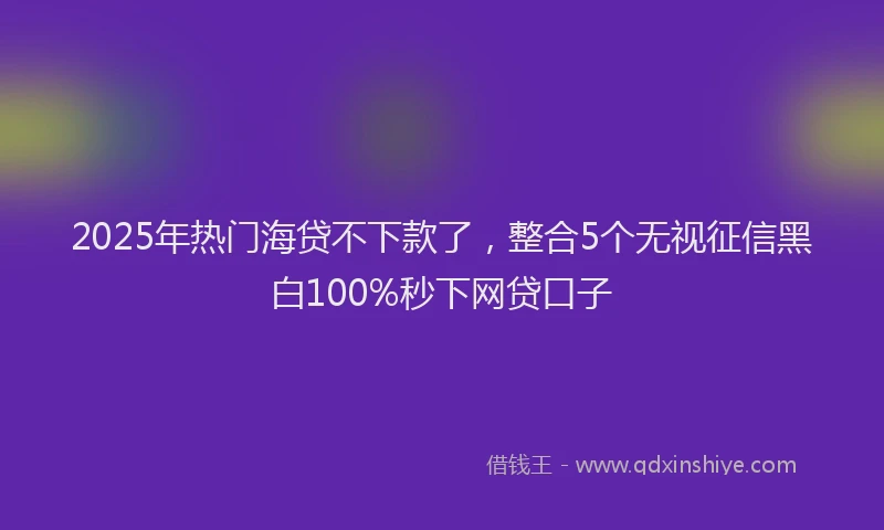 2025年热门海贷不下款了，整合5个无视征信黑白100%秒下网贷口子