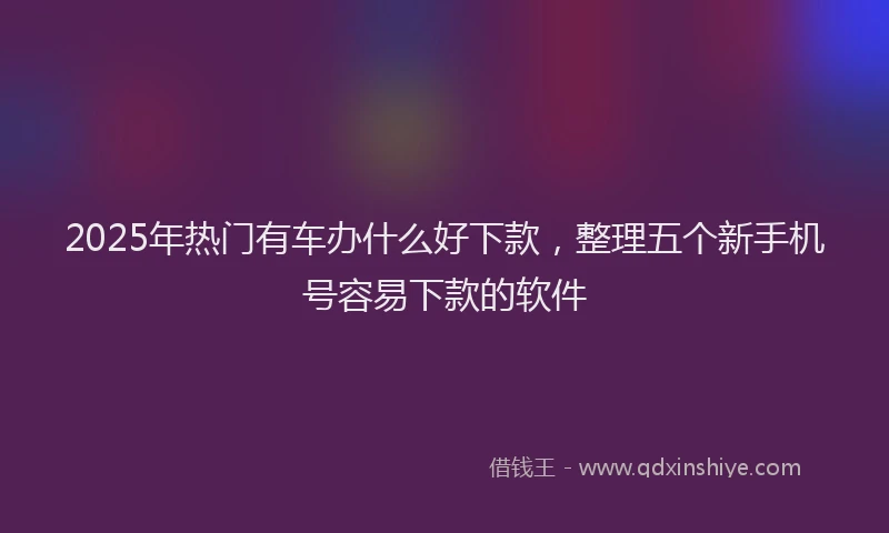 2025年热门有车办什么好下款，整理五个新手机号容易下款的软件