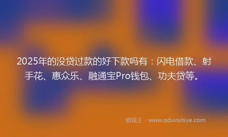 2025年的没贷过款的好下款吗有：闪电借款、射手花、惠众乐、融通宝Pro钱包、功夫贷等。