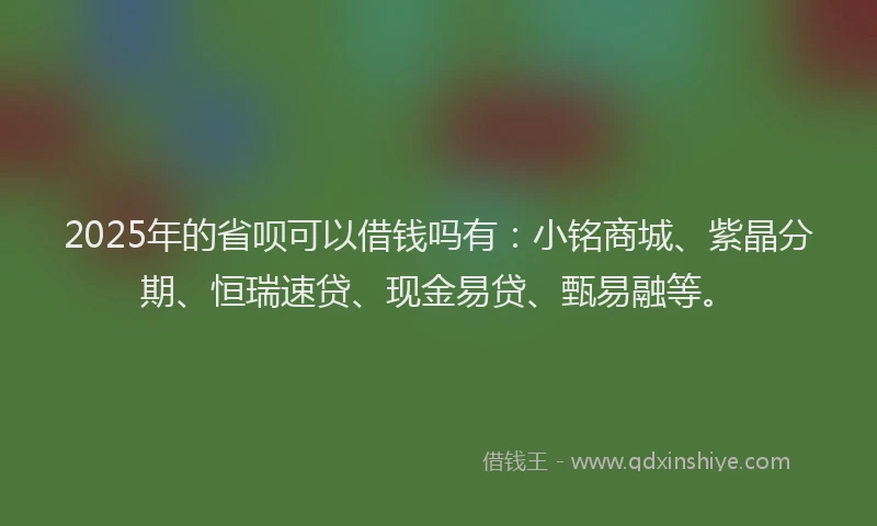 2025年的省呗可以借钱吗有：小铭商城、紫晶分期、恒瑞速贷、现金易贷、甄易融等。