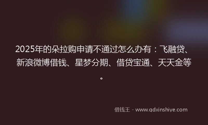 2025年的朵拉购申请不通过怎么办有：飞融贷、新浪微博借钱、星梦分期、借贷宝通、天天金等。