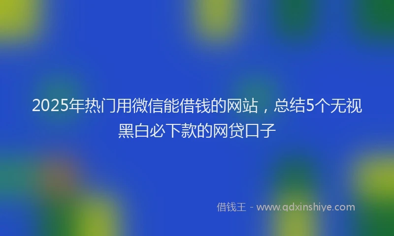 2025年热门用微信能借钱的网站，总结5个无视黑白必下款的网贷口子