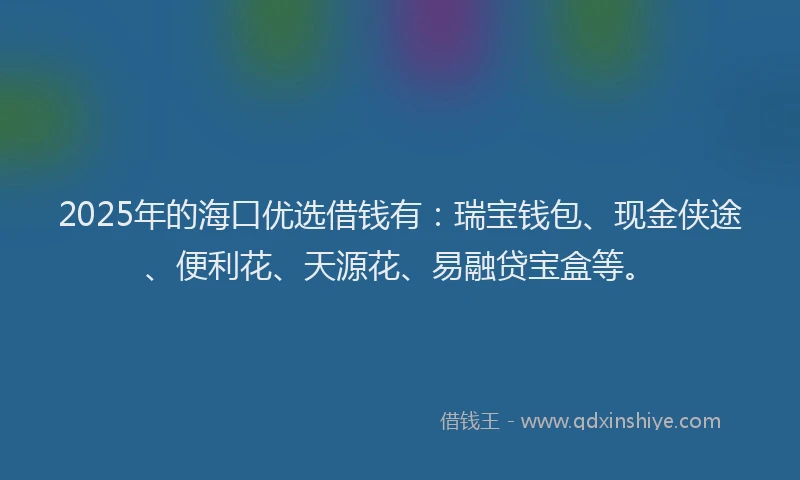 2025年的海口优选借钱有：瑞宝钱包、现金侠途、便利花、天源花、易融贷宝盒等。