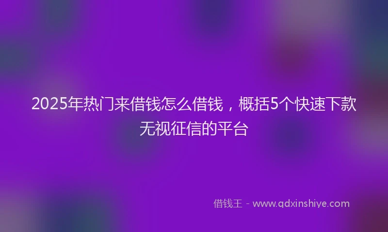2025年热门来借钱怎么借钱，概括5个快速下款无视征信的平台