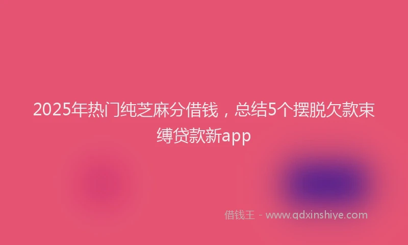 2025年热门纯芝麻分借钱，总结5个摆脱欠款束缚贷款新app