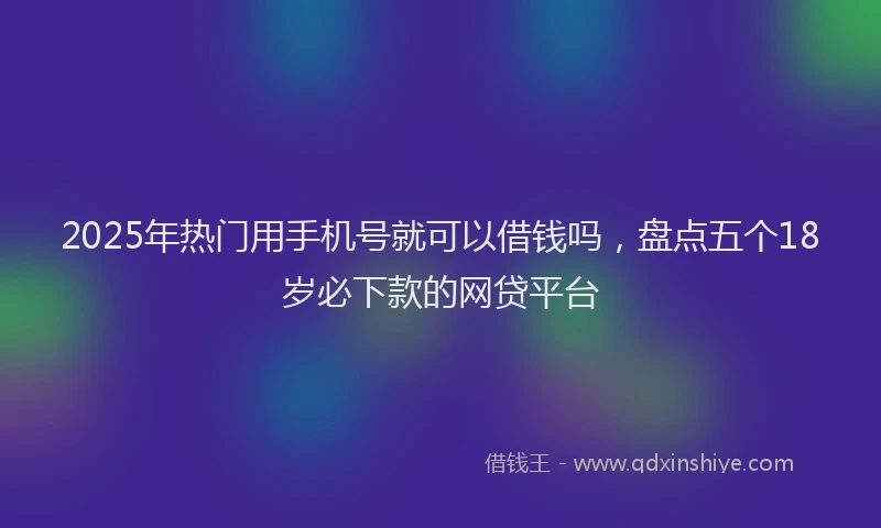 2025年热门用手机号就可以借钱吗，盘点五个18岁必下款的网贷平台