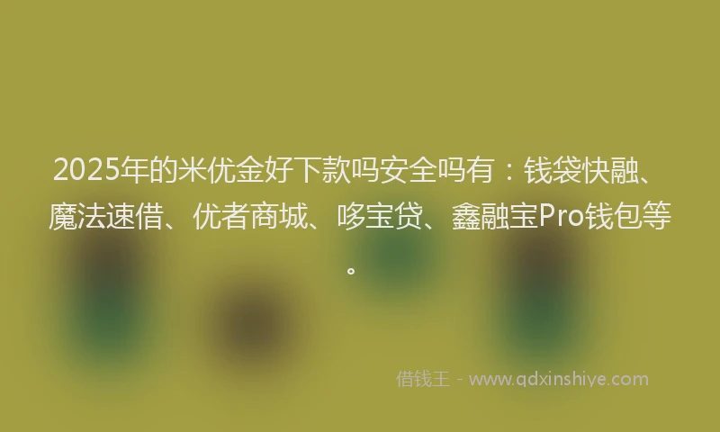 2025年的米优金好下款吗安全吗有：钱袋快融、魔法速借、优者商城、哆宝贷、鑫融宝Pro钱包等。